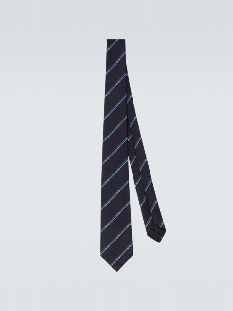 GUCCI Horsebit striped silk jacquard tie