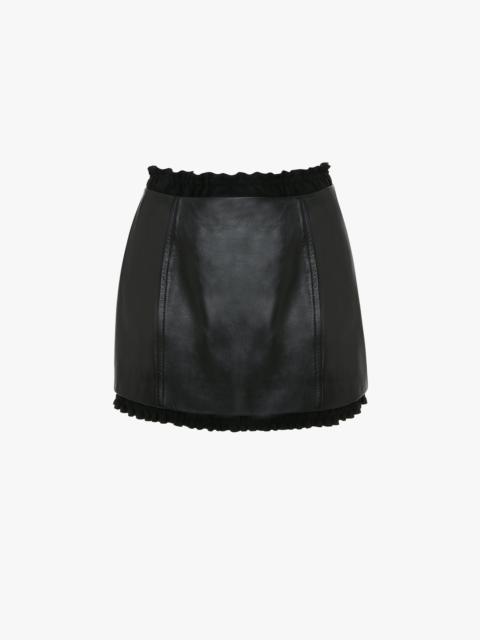 Victoria Beckham Ruched Leather Mini Skirt In Black