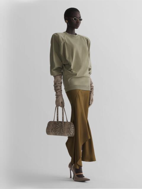 MUGLER khaki asymetric fluid skirt