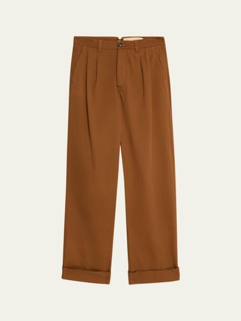 Valentino Men's Gabardine Straight-Fit Pleated Pants