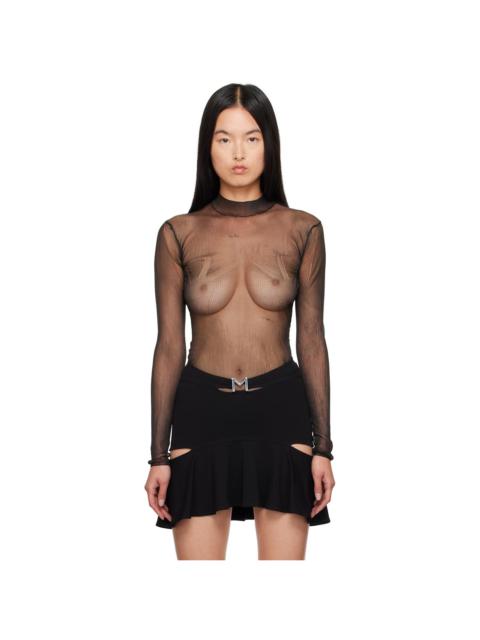 MUGLER Black Chic Mesh Long Sleeve T-shirt