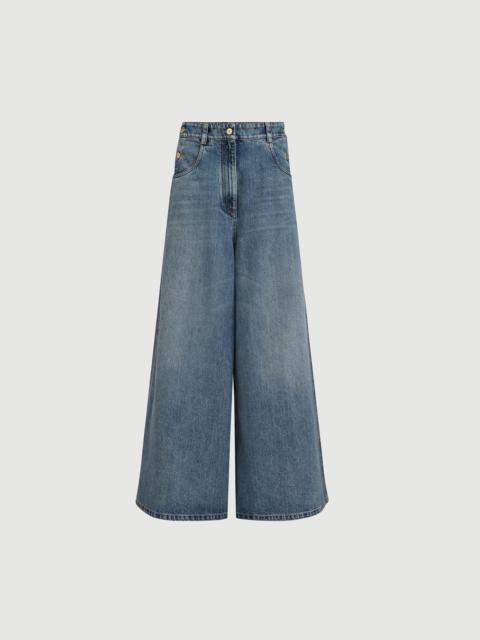 Brunello Cucinelli Authentic denim maxi trousers with monili