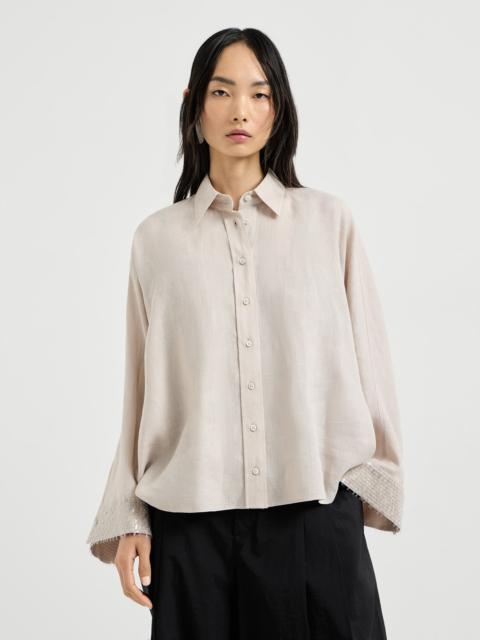 Brunello Cucinelli Linen shirt with dazzling cascade cuffs