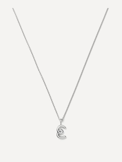 MISSOMA Sterling Silver Curly Molten Mini E Initial Pendant Necklace