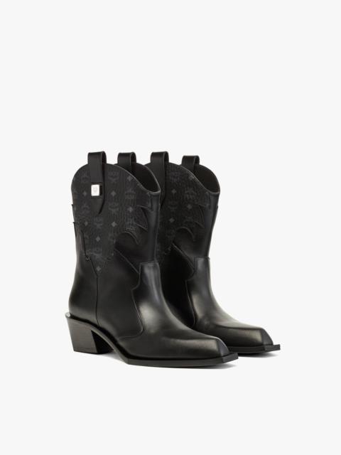 MCM Cyber Cowboy Boots in Visetos Leather Mix