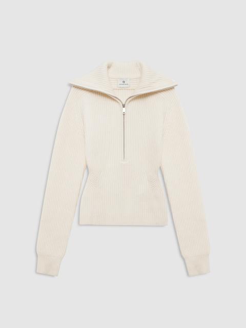 ANINE BING June Trucker Collar Sweater - Ecru