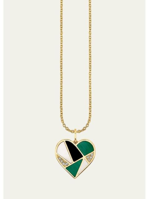 SYDNEY EVAN 14K Mosaic Heart Charm Necklace with Diamonds