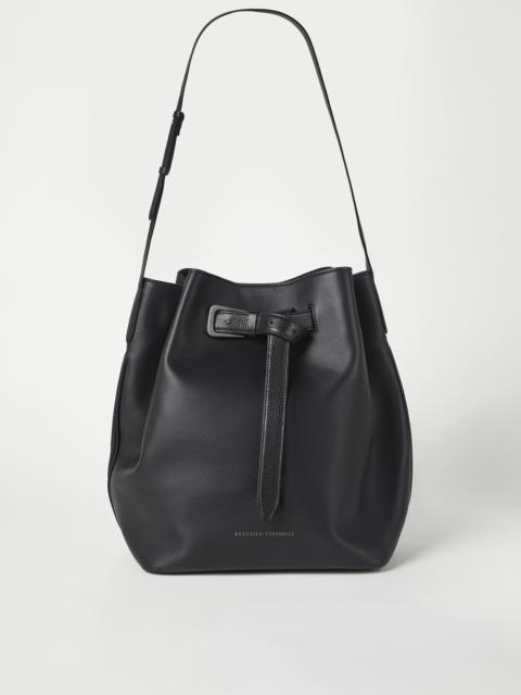 Calfskin soft bag with belt detail