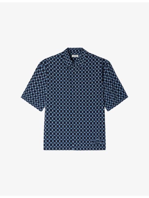 Sandro Link-Print Relaxed-Fit Woven Shirt