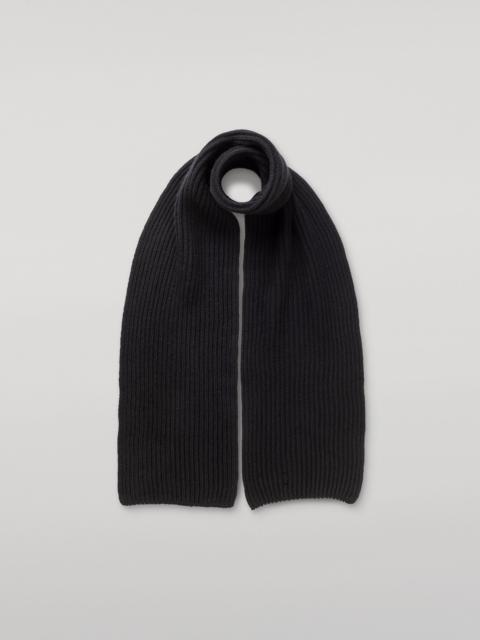 Johnstons of Elgin Lovat Black Ribbed Cashmere Scarf