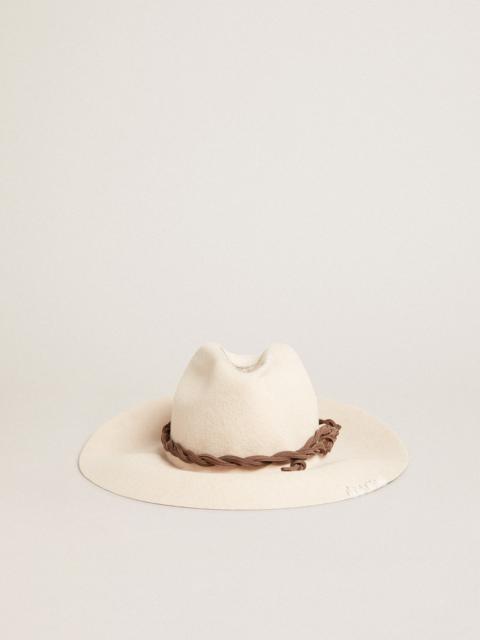 Golden Goose Parchment-colored fedora hat with leather band
