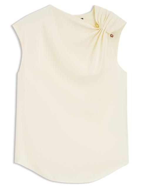 BOSS REGULAR-FIT CREPE BLOUSE WITH A METAL PIN