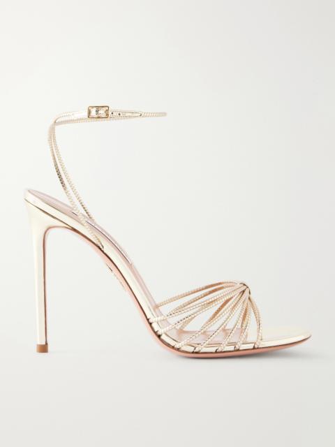 AQUAZZURA Anima 105 Mirrored Metallic Leather Sandals