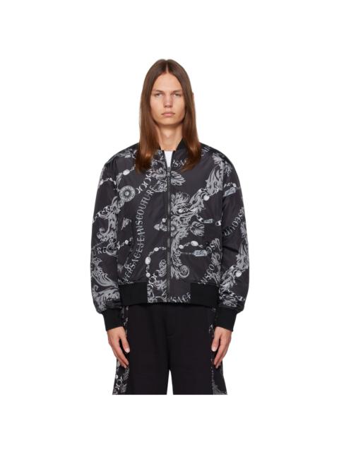 VERSACE JEANS COUTURE Black Chain Couture Reversible Bomber Jacket