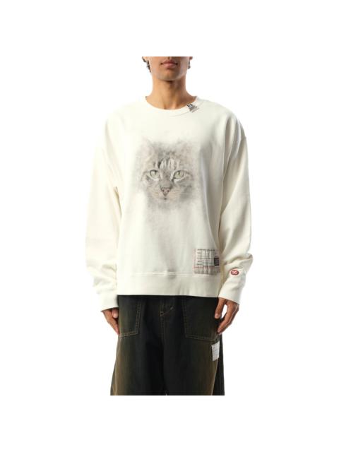 Cat Printed Pullover in White