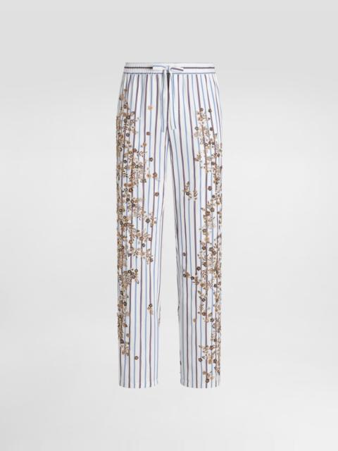 Dolce & Gabbana Cotton-silk vanity trousers with embroidery