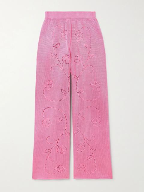 CALLE DEL MAR Ivy pointelle-knit wide-leg pants Pink