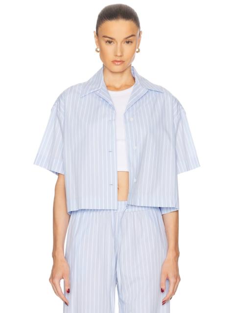 Enza Costa Poplin Cropped Short Sleeve Shirt