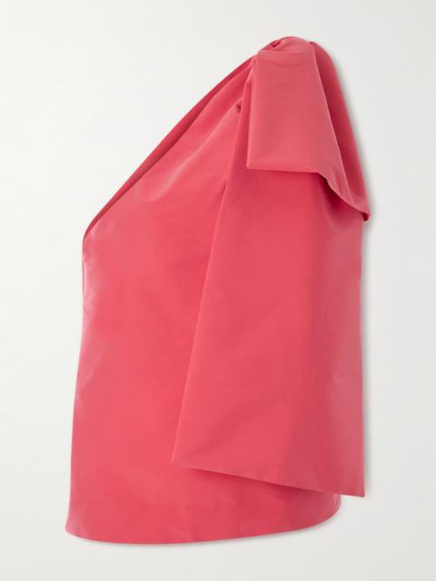 BERNADETTE Winnie One-shoulder Bow-detailed Taffeta Top