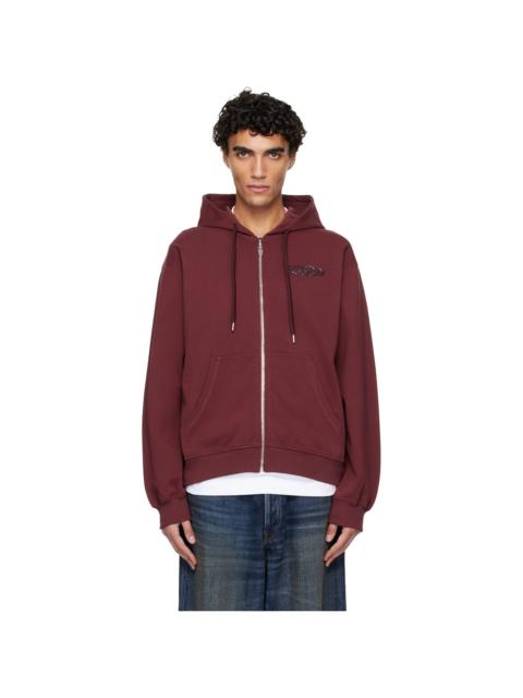 CASABLANCA Red Pebble Logo Zip-Up Hoodie