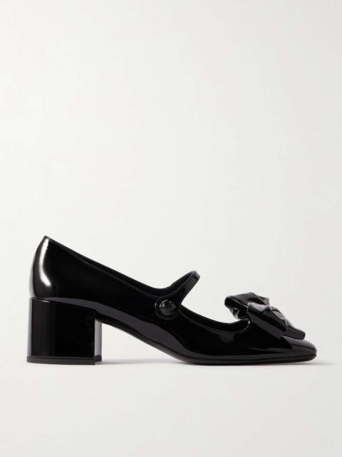 Valentino Bow-embellished patent-leather Mary-Jane pumps