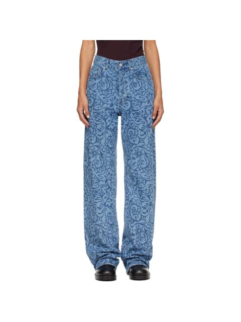 Dries Van Noten Blue Floral Jeans