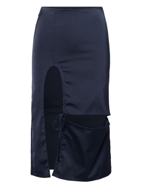 ELENA VELEZ satin midi skirt