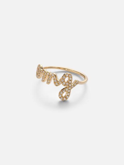 SYDNEY EVAN Omg Script 14kt gold ring with diamonds