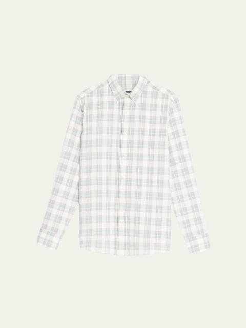 Men's Cotton-Linen Plaid Sport Shirt