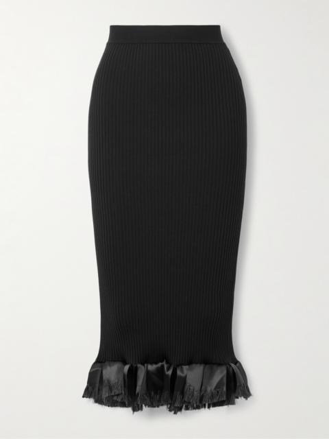 FFORME Riley Satin-trimmed Ribbed Wool-blend Skirt