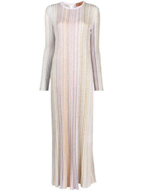 Missoni sequin-embellished striped pleated dress