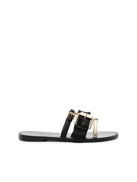 Moschino buckle-straps leather slides