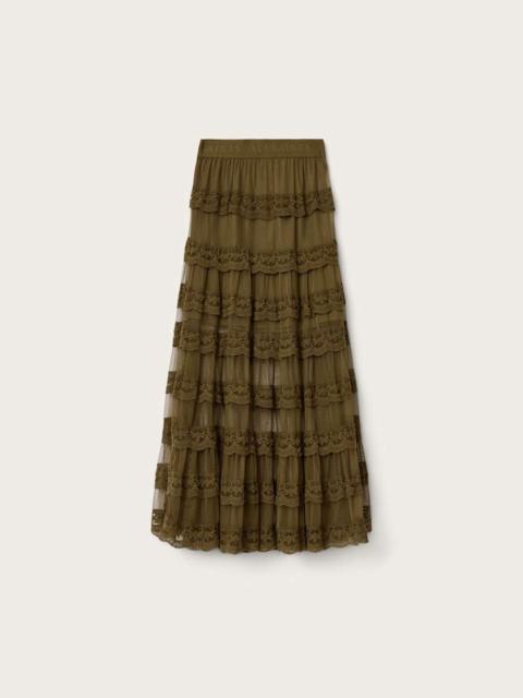 ALLSAINTS MAGGIE TIERED LACE MAXI SKIRT