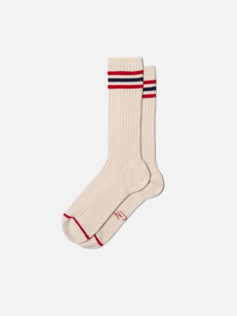 Nudie Jeans Men Tennis Socks Retro Offwhite/Red