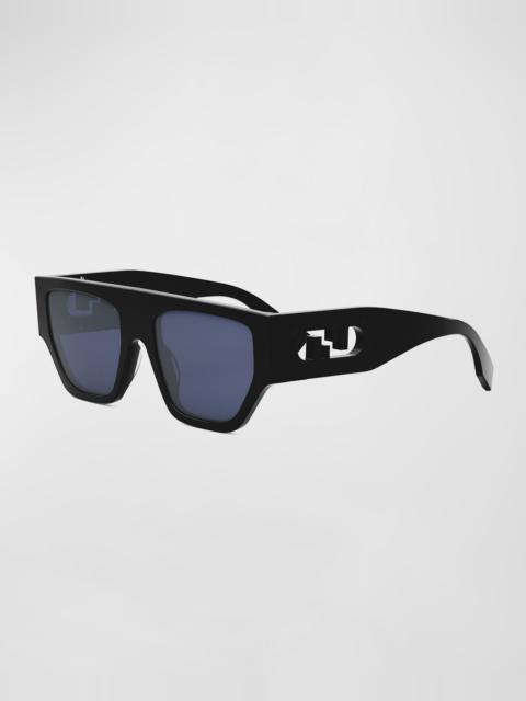 FENDI O'Lock Flat-Top Nylon Cat-Eye Sunglasses