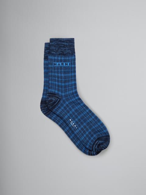 Marni BLUE SOCKS WITH LOGO INLAY