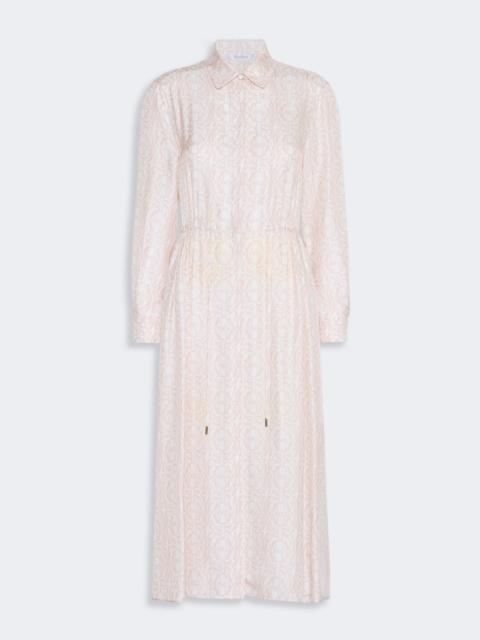 Max Mara FARAONE Long printed silk shirt dress - POWDER