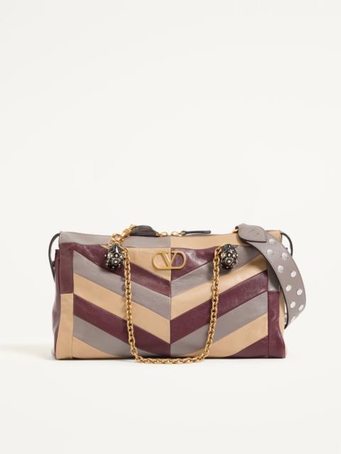 Valentino VALENTINO GARAVANI PANTHEA MEDIUM SHOULDER BAG IN NAPPA WITH A CHEVRON PATTERN