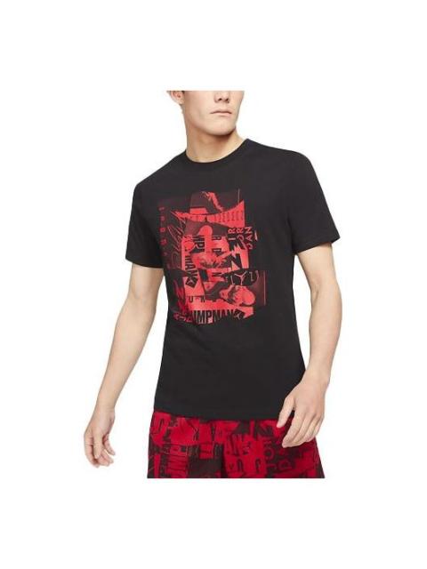 Jordan Air Jordan Jumpman Flight Basketball Sports Printing Round Neck Short Sleeve Black DA9880-010