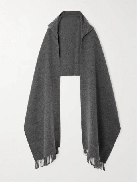 Brunello Cucinelli Hooded brushed wool and cashmere-blend wrap Gray