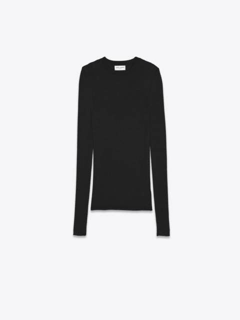 ribbed crewneck sweater in cashmere, wool and silk