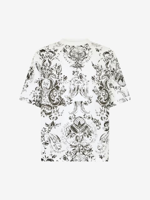 Roberto Cavalli White T-shirt with Ornamental Design