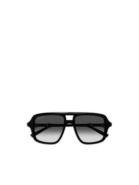 GUCCI horsebit-detail square-frame sunglasses