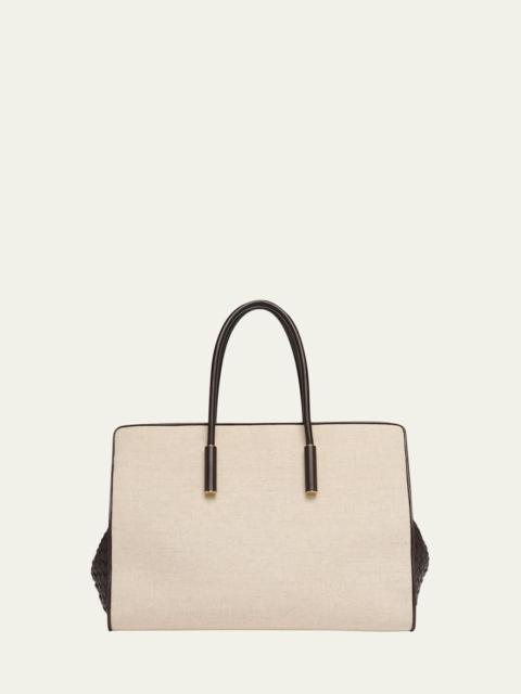 Bottega Veneta Barbara Medium Canvas and Leather Tote Bag