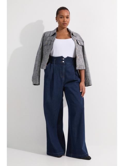 KAREN MILLEN Plus Size Denim Wide Leg Trousers