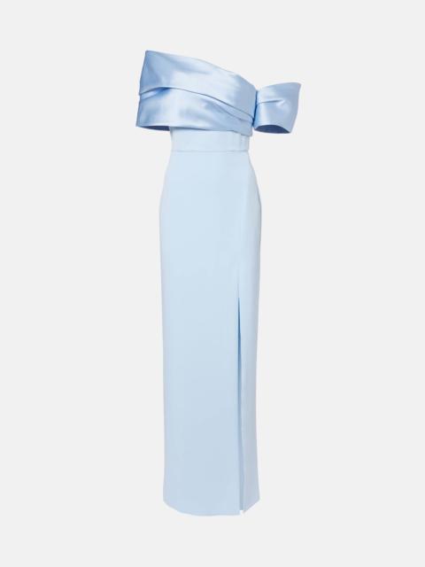 SOLACE LONDON Alexis asymmetric off-shoulder gown
