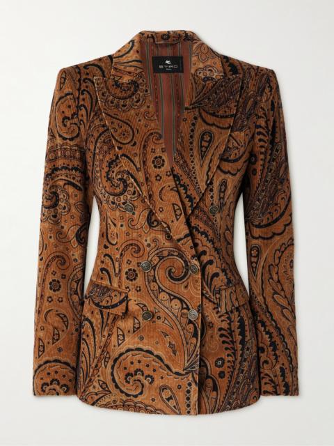 Etro Double-breasted Paisley-print Cotton-blend Corduroy Blazer