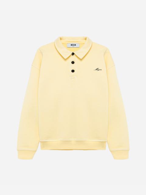 MSGM Cotton fleece polo with embroidered logo