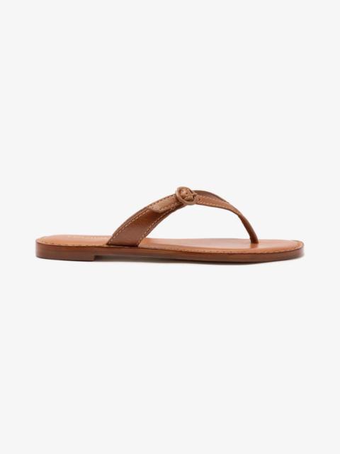 Larroudé Mary Kate Flat Sandal In Caramel Leather