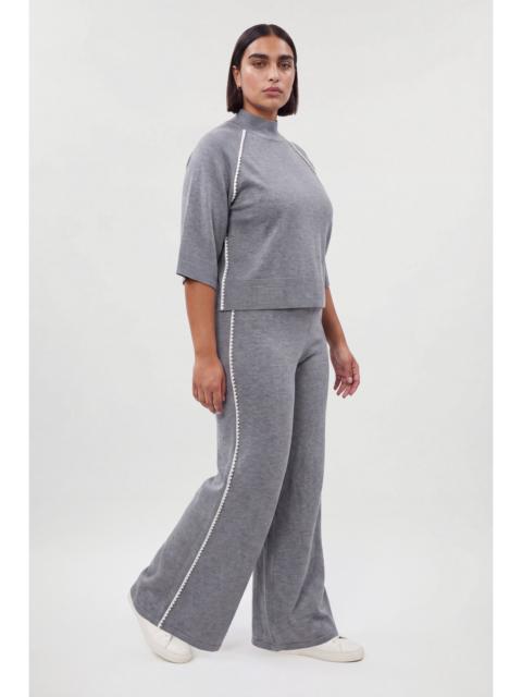 KAREN MILLEN Plus Size Blanket Stitch Detail Knitted Wide Leg Trouser